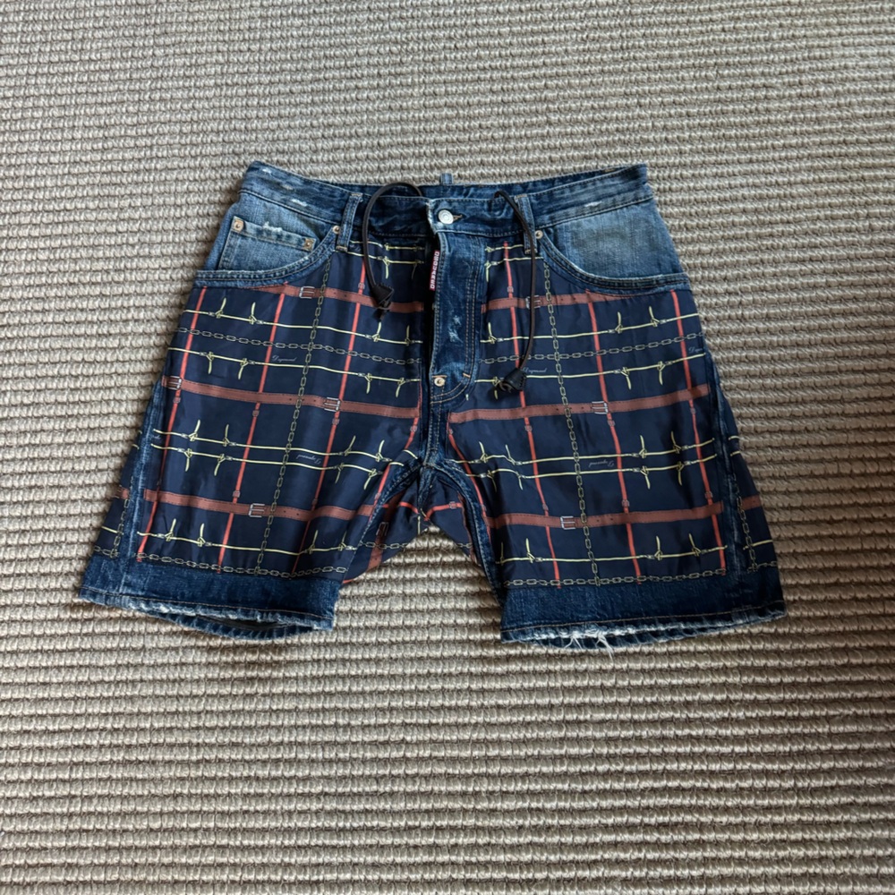 Dsquared2 vintage rare plaid and denim shorts. Very cool size 33